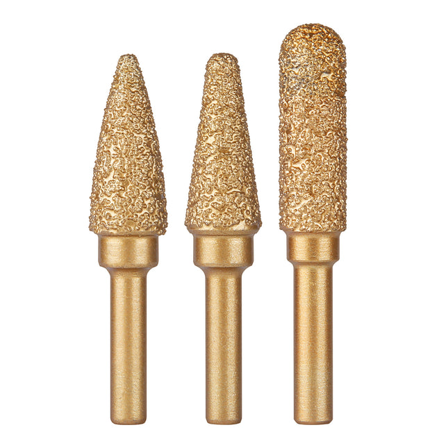 Rotary File Iron Steel Burr 3PCS 6mm Diamond Grinding Head 60mm Long Polish Bit for Engraving Polishing Stone Rotary Tools