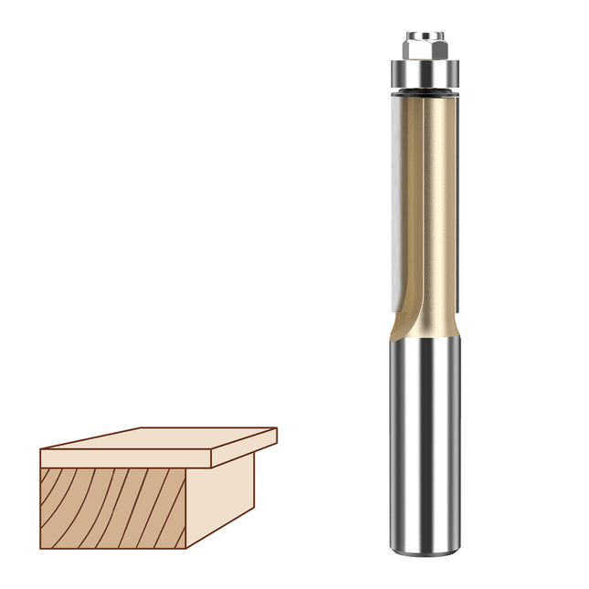 HUHAO 1/2 1/4 Shank Wood Flush Trim Router Bits With Bearing Woodworking Milling Cutter Carbide Endmill Straight Flush Tools DIY