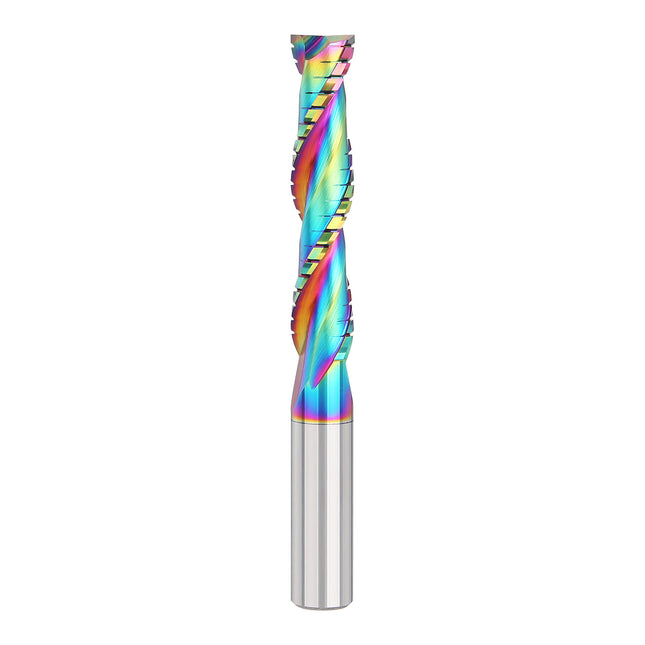 HUHAO Composite Milling Cutter for Wood 2 Flute Spiral Carbide Chip End Mill DLC Coating CNC Router Bit Cutter Chipboard Acrylic