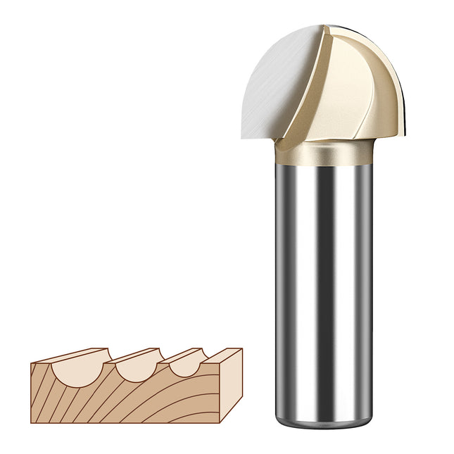 HUHAO Round Ball Nose Cove Router Bit CNC Milling Bit Radius Core Box Solid Milling Cutter for Wood