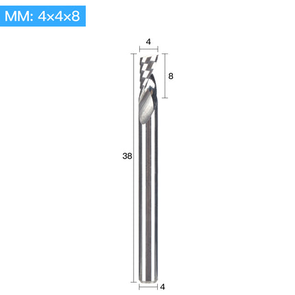 HUHAO 4mm Single Flute Spiral Cutter router bit CNC For Acrylic PVC MDF End Mill Carbide Milling Cutter