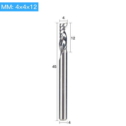 HUHAO 4mm Single Flute Spiral Cutter router bit CNC For Acrylic PVC MDF End Mill Carbide Milling Cutter