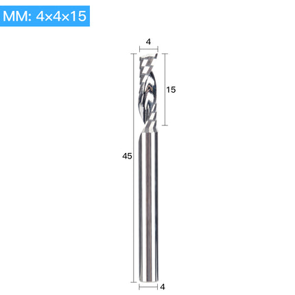 HUHAO 4mm Single Flute Spiral Cutter router bit CNC For Acrylic PVC MDF End Mill Carbide Milling Cutter