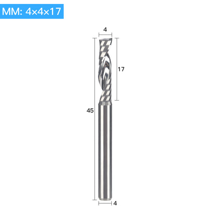 HUHAO 4mm Single Flute Spiral Cutter router bit CNC For Acrylic PVC MDF End Mill Carbide Milling Cutter