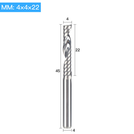 HUHAO 4mm Single Flute Spiral Cutter router bit CNC For Acrylic PVC MDF End Mill Carbide Milling Cutter
