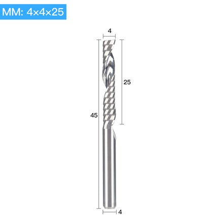 HUHAO 4mm Single Flute Spiral Cutter router bit CNC For Acrylic PVC MDF End Mill Carbide Milling Cutter