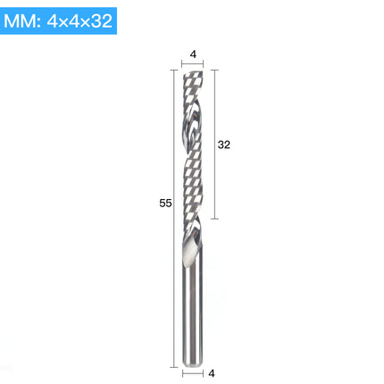 HUHAO 4mm Single Flute Spiral Cutter router bit CNC For Acrylic PVC MDF End Mill Carbide Milling Cutter
