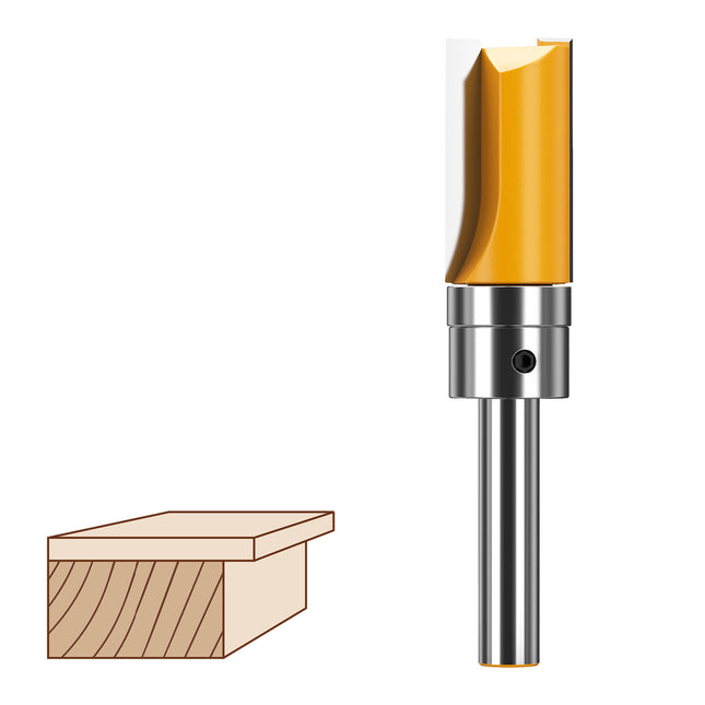 HUHAO 6.35mm Shank Milling Cutter With Bearing Flush Trim Straight Router Bit Wood End Mill for Woodworking Template Bottom Tool⭐⭐⭐⭐⭐