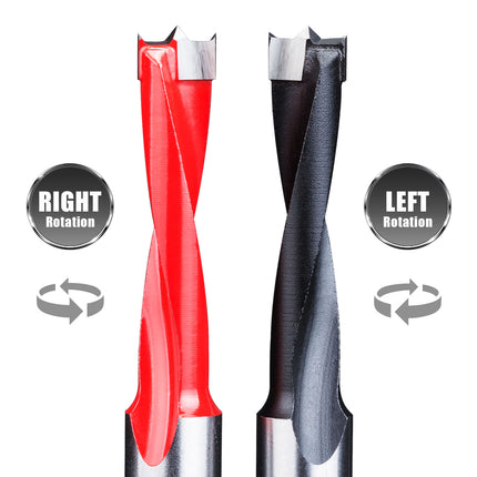 HUHAO 2 Flute Left/Right Forstner Wood Drill Bits 10mm Shank Drill Bits Router Bits Wood Alloy Hole Opener Woodworking Tools