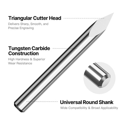 HUHAO 3 Edge Pyramid Engraving Bits 3.175mm Shank Carbide Milling Cutter 20-90D End Mill CNC Engraving Router Bit Wood CNC Tools