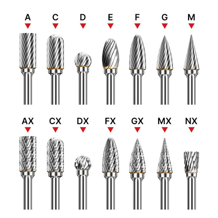 HUHAO 3mm Shank Rotary Burr Carbide Steel Drill Bits for Metal Woodworking Accessory Electric Rotary Router Bit Grinding Tools