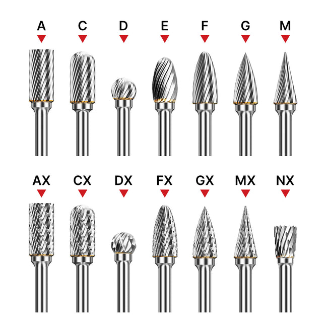 HUHAO 3mm Shank Rotary Burr Carbide Steel Drill Bits for Metal Woodworking Accessory Electric Rotary Router Bit Grinding Tools