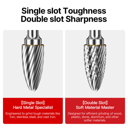 HUHAO 3mm Shank Rotary Burr Carbide Steel Drill Bits for Metal Woodworking Accessory Electric Rotary Router Bit Grinding Tools