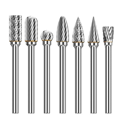 HUHAO 3mm Shank Rotary Burr Carbide Steel Drill Bits for Metal Woodworking Accessory Electric Rotary Router Bit Grinding Tools