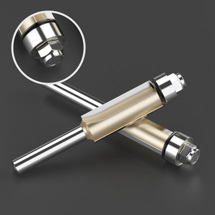 HUHAO 1/2 1/4 Shank Wood Flush Trim Router Bits With Bearing Woodworking Milling Cutter Carbide Endmill Straight Flush Tools DIY