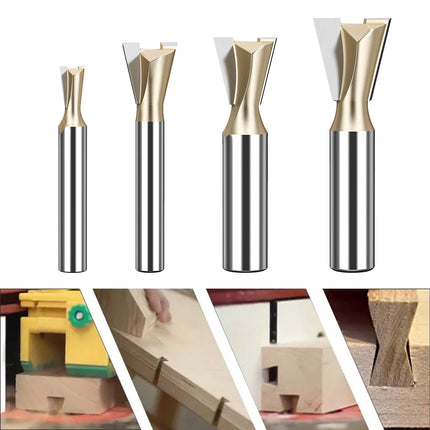 HUHAO 1/4inch 1/2inch Dovetail Joint Router Bit 12.7mm Shank Milling Cutter Carbide Steel Engraving Cutting CNC Tools For Wood
