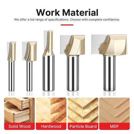 HUHAO 1/2 1/4 Shank Cleaning Bottom Milling Cutter For Wood 2 Flute Straight Router Bit Carbide Engraving Woodworking CNC Tools⭐⭐⭐⭐⭐