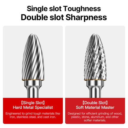 HUHAO 10/20PCS 3mm Shank Carbide Steel Rotary Burrs Set Double Diamond Rotary File Milling Cutter Wood Grinding Rotary CNC Tools