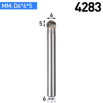 HUHAO D Type Carbide Steel Rotary File Double Groove Grinding Head End Mill Metal Wood Round Ball Type Carving Milling Cutter Burr