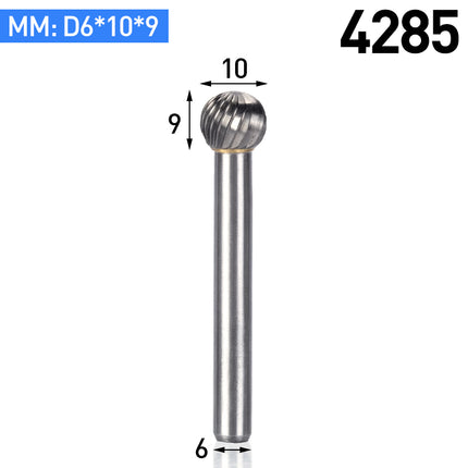 HUHAO D Type Carbide Steel Rotary File Double Groove Grinding Head End Mill Metal Wood Round Ball Type Carving Milling Cutter Burr