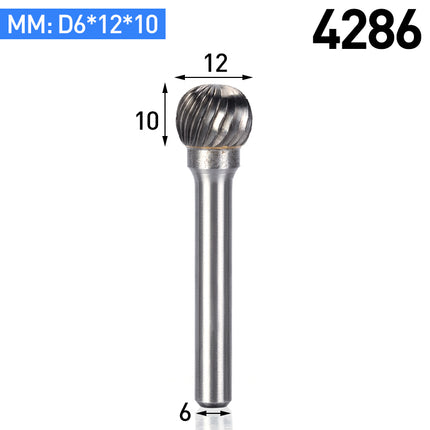 HUHAO D Type Carbide Steel Rotary File Double Groove Grinding Head End Mill Metal Wood Round Ball Type Carving Milling Cutter Burr