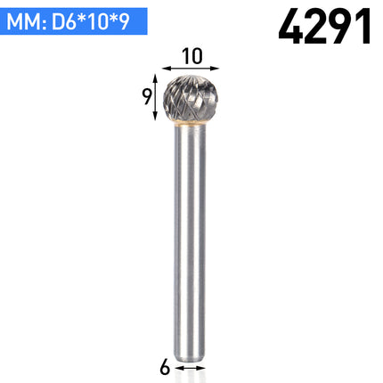HUHAO D Type Carbide Steel Rotary File Double Groove Grinding Head End Mill Metal Wood Round Ball Type Carving Milling Cutter Burr