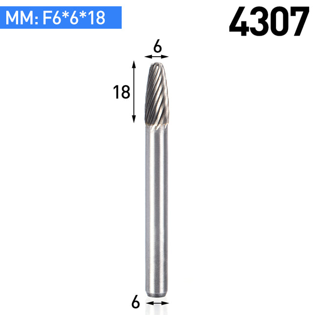 F-Type Carbide Rotary Burr with 6mm Shank