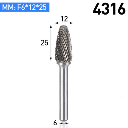 F-Type Carbide Rotary Burr with 6mm Shank