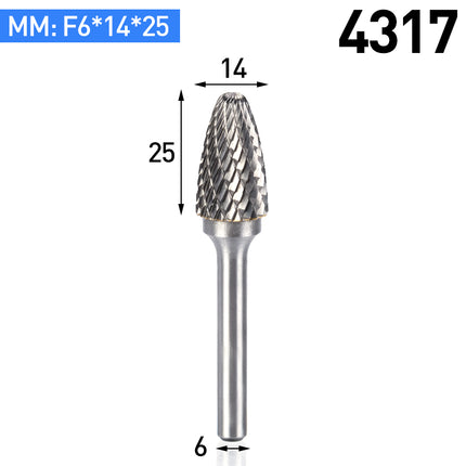 F-Type Carbide Rotary Burr with 6mm Shank