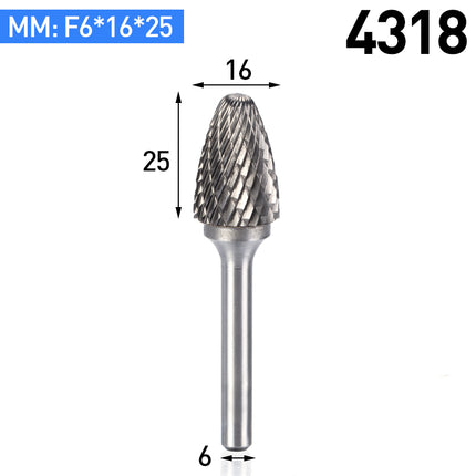 F-Type Carbide Rotary Burr with 6mm Shank