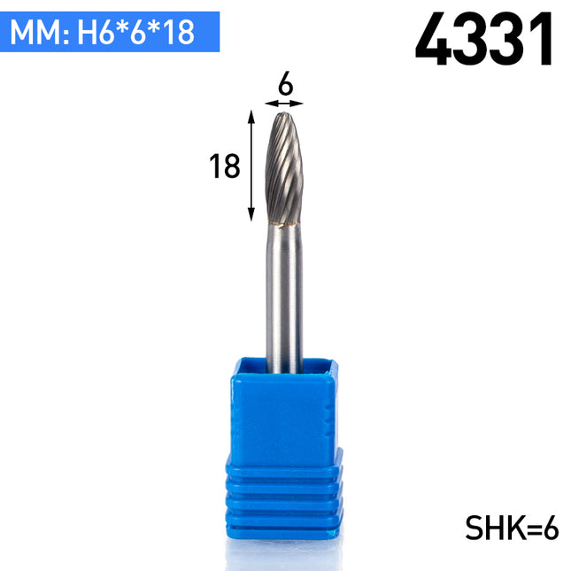 H-Type Carbide Rotary Burr with 6mm Shank