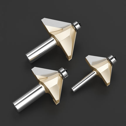 HUHAO Professional 45-Degree Chamfer Woodworking Milling Cutter Wood Edge Trimming Bevel Cutter Router Bit with Bearing Guide⭐⭐⭐⭐⭐