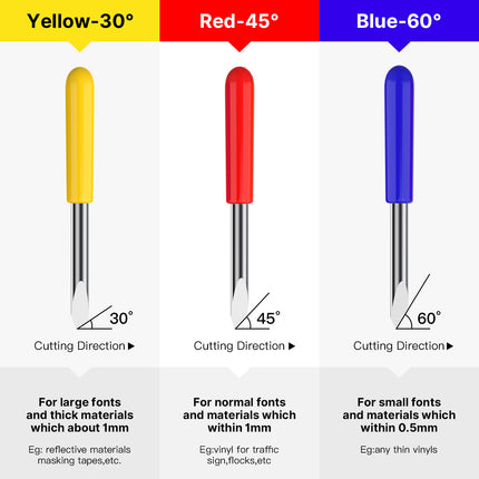 HUHAO 5PCS 30/45/60 Degree Mimaki Cutting Plotter Blade Vinyl Cutter Knife Milling Cutter for Power Tools Mimaki Plotter Bits