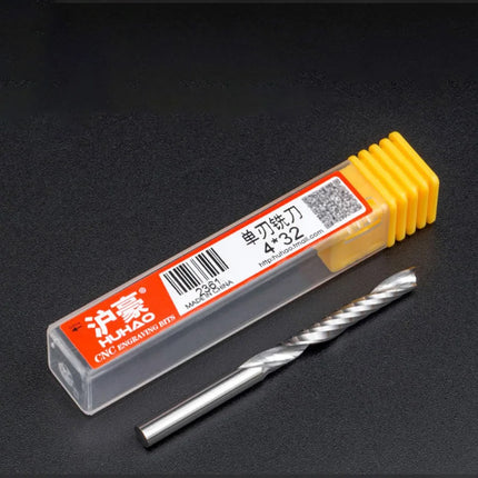 HAHAO 10PC 4mm Carbide Alloy Cutter CNC Milling Cutter 1 Flute Left Spiral Router Bits Wood Engraving Woodworking Tools