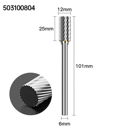 Extended Length Carbide Rotary Burr, 100mm Overall Length, 6mm Shank