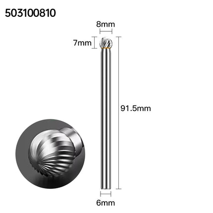 Extended Length Carbide Rotary Burr, 100mm Overall Length, 6mm Shank
