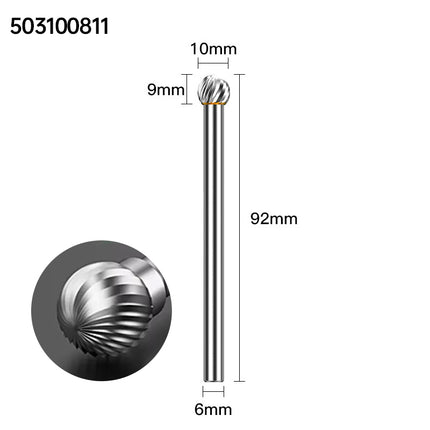 Extended Length Carbide Rotary Burr, 100mm Overall Length, 6mm Shank