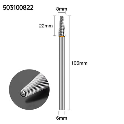 Extended Length Carbide Rotary Burr, 100mm Overall Length, 6mm Shank