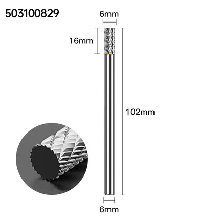 Extended Length Carbide Rotary Burr, 100mm Overall Length, 6mm Shank