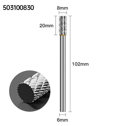 Extended Length Carbide Rotary Burr, 100mm Overall Length, 6mm Shank