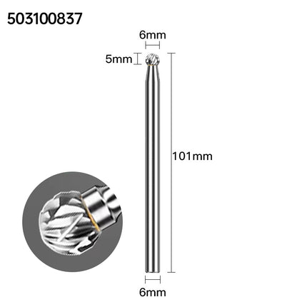 Extended Length Carbide Rotary Burr, 100mm Overall Length, 6mm Shank