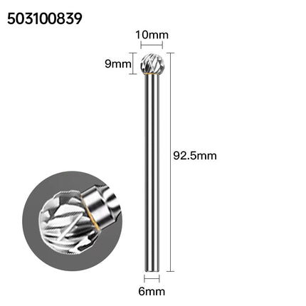 Extended Length Carbide Rotary Burr, 100mm Overall Length, 6mm Shank