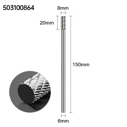 Extended Length Carbide Rotary Burr, 150mm Overall Length, 6mm Shank