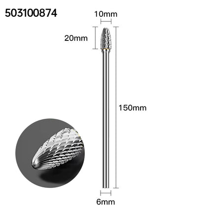 Extended Length Carbide Rotary Burr, 150mm Overall Length, 6mm Shank