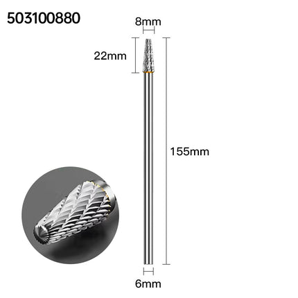 Extended Length Carbide Rotary Burr, 150mm Overall Length, 6mm Shank