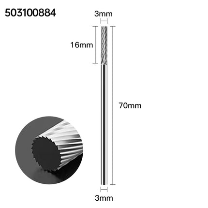 Carbide Rotary Burrs with 3mm Shank Diameter, 50mm/70mm/100mm Overall Length
