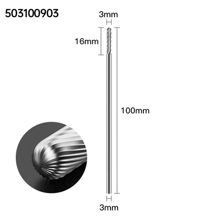 Carbide Rotary Burrs with 3mm Shank Diameter, 50mm/70mm/100mm Overall Length