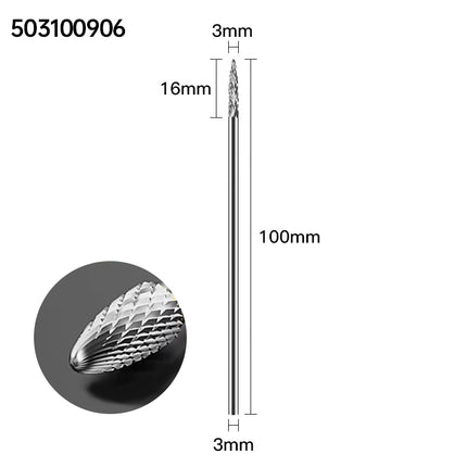 Carbide Rotary Burrs with 3mm Shank Diameter, 50mm/70mm/100mm Overall Length