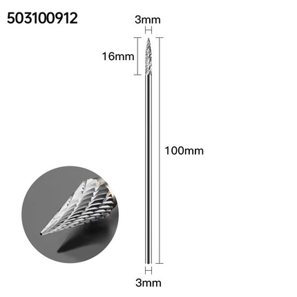 Carbide Rotary Burrs with 3mm Shank Diameter, 50mm/70mm/100mm Overall Length