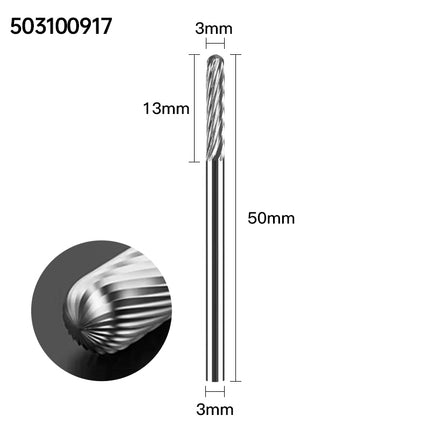 Carbide Rotary Burrs with 3mm Shank Diameter, 50mm/70mm/100mm Overall Length